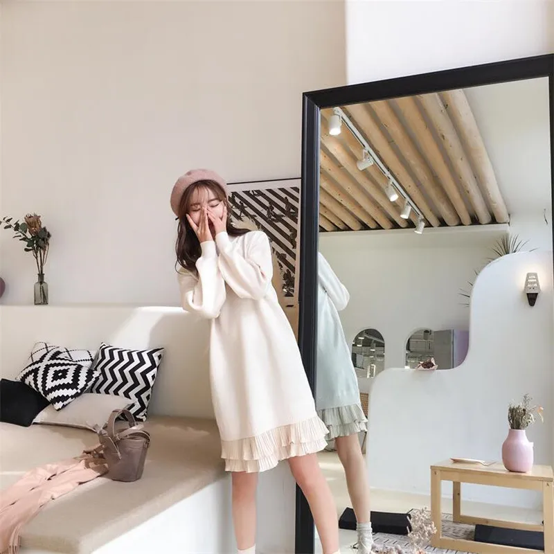 Платье-Свитер женское длинное осенне-зимнее Новое свободное платье-свитер с