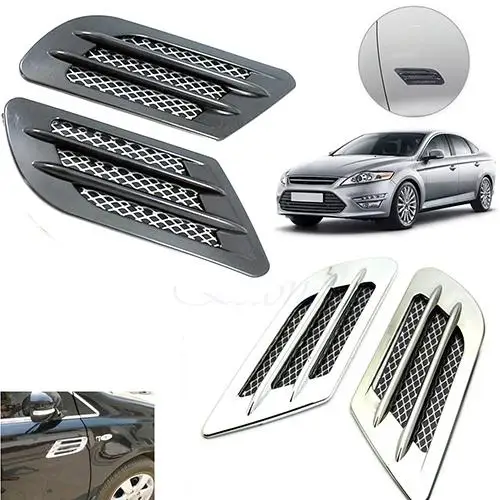 

Car Side Air Flow Vent Hole Cover Fender Intake Grille Duct Decoration Sticker