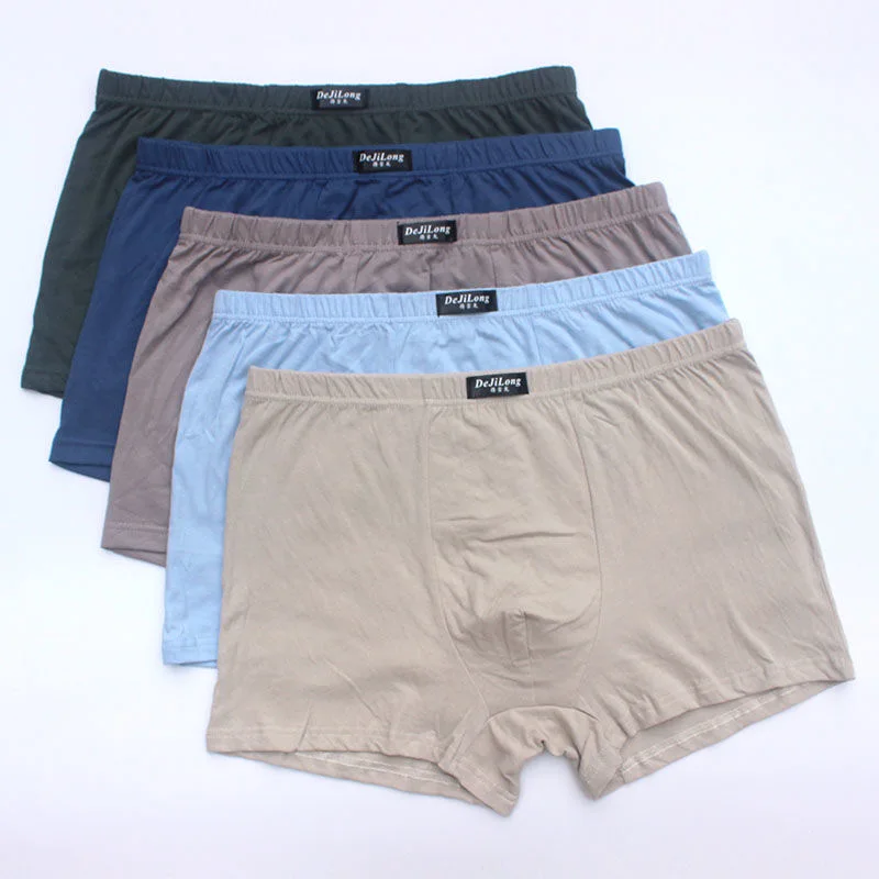 

6Pcs/Lot 100% Cotton Boxer Men Underwear Four Shorts Underpants Men'S Boxers Shorts Breathable Pure color Random