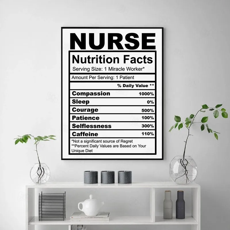 Медсестра подарок медсестра питание факты детской черный белый плакат