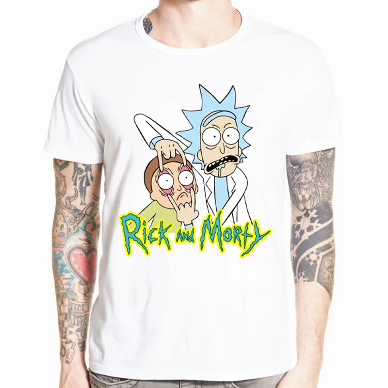 Мужская забавная футболка аниме Rick and Morty повседневная с коротким рукавом и круглым вырезом homme летняя белая футболка Swag футболка HCP134 - Цвет: HCP134G