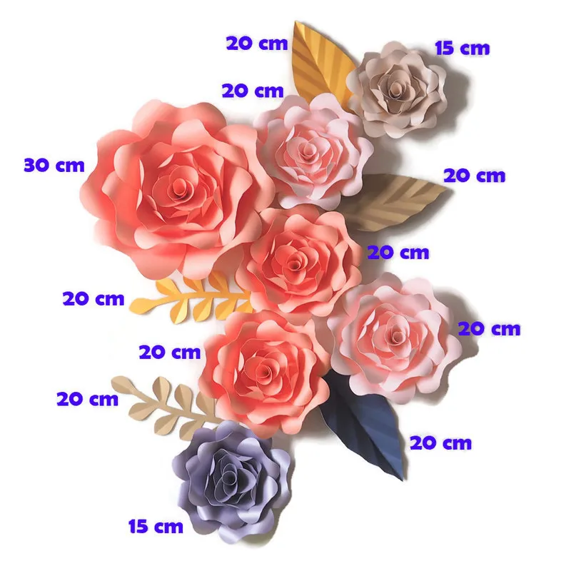 Искусственные цветы сделай сам гигантские бумажные 7 шт. + 5 оставленных украшений