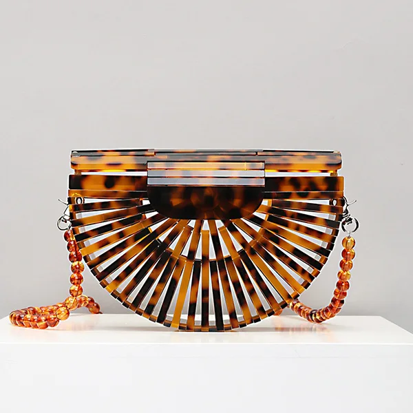 coffee beads strap Акриловая корзинка вечерняя сумочка-клатч женская открытая каменная узор полулуна акриловая пляжная сумочка бисером сумка на плечо праздничная - Цвет: coffee beads strap