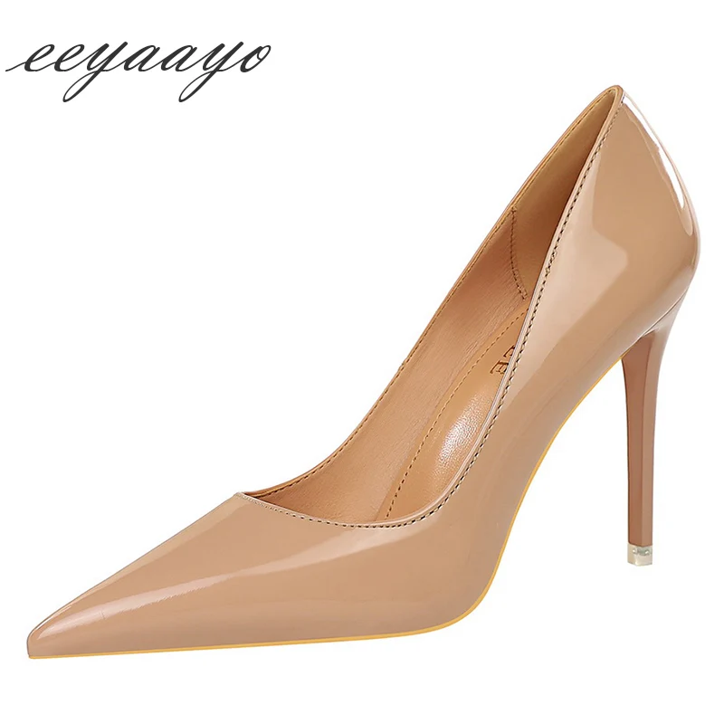 

Женские туфли-лодочки на высоком тонком каблуке, с острым носком, однотонные привлекательные туфли-лодочки для офиса и свадьбы, новинка 2020