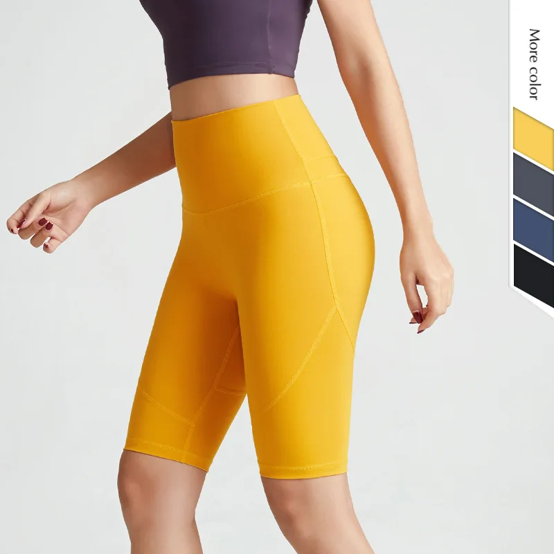 

1216DCHigh waist sport short booty lifting yoga knee-length pants custom logo print on product and package from 1pc dropship