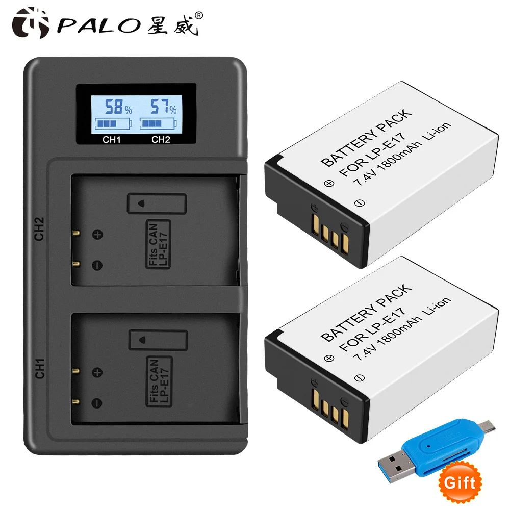 charger and 2battery 4 шт. LPE17 LP E17 LP-E17 Батарея+ ЖК-дисплей USB Dual Зарядное устройство для цифровой однообъективной зеркальной камеры Canon EOS 200D M3 M6 750D 760D T6i T6s 800D 8000D поцелуй X8i камеры - Цвет: charger and 2battery