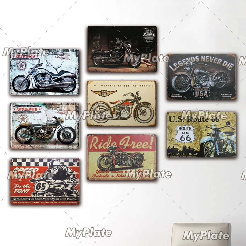Motorcycl металлический знак винтаж Жестяная Табличка с надписью декор стен для