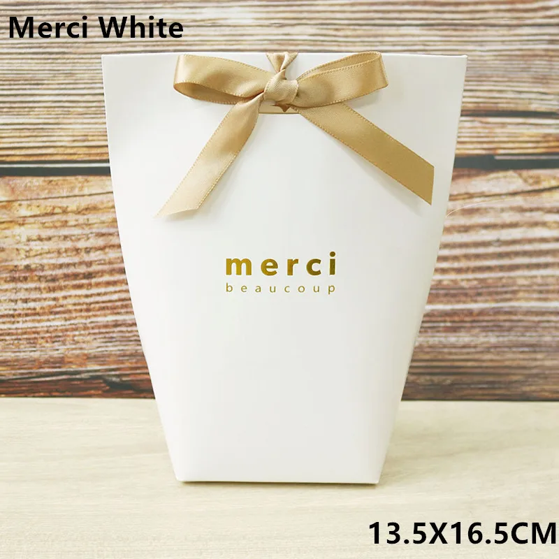 L Merci white 5 шт черно-белая Мерси спасибо подарочная упаковка конфеты крафт бумажный мешок Свадебные драже Подарочная коробка печенья подарочные пакеты упаковочные принадлежности - Цвет: L Merci white