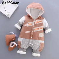 newborn baby rompers autumn winter girls toddler cotton thick velvet cute jumpsuits for bebe boys infant warm overall clothing