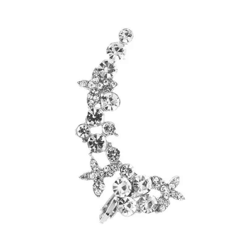 010 silver DIEZI цельные корейские Роскошные серьги-каффы для женщин и девушек, модные серьги-клипсы с кристаллами серьги-Каффы - Окраска металла: 010 silver