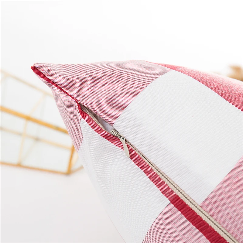 

Farmhouse Buffalo Plaid Striped Throw Pillow Covers Sofa Chair Decorative Cotton Cushions Cover Red Coffee Green Blue Pillowcase