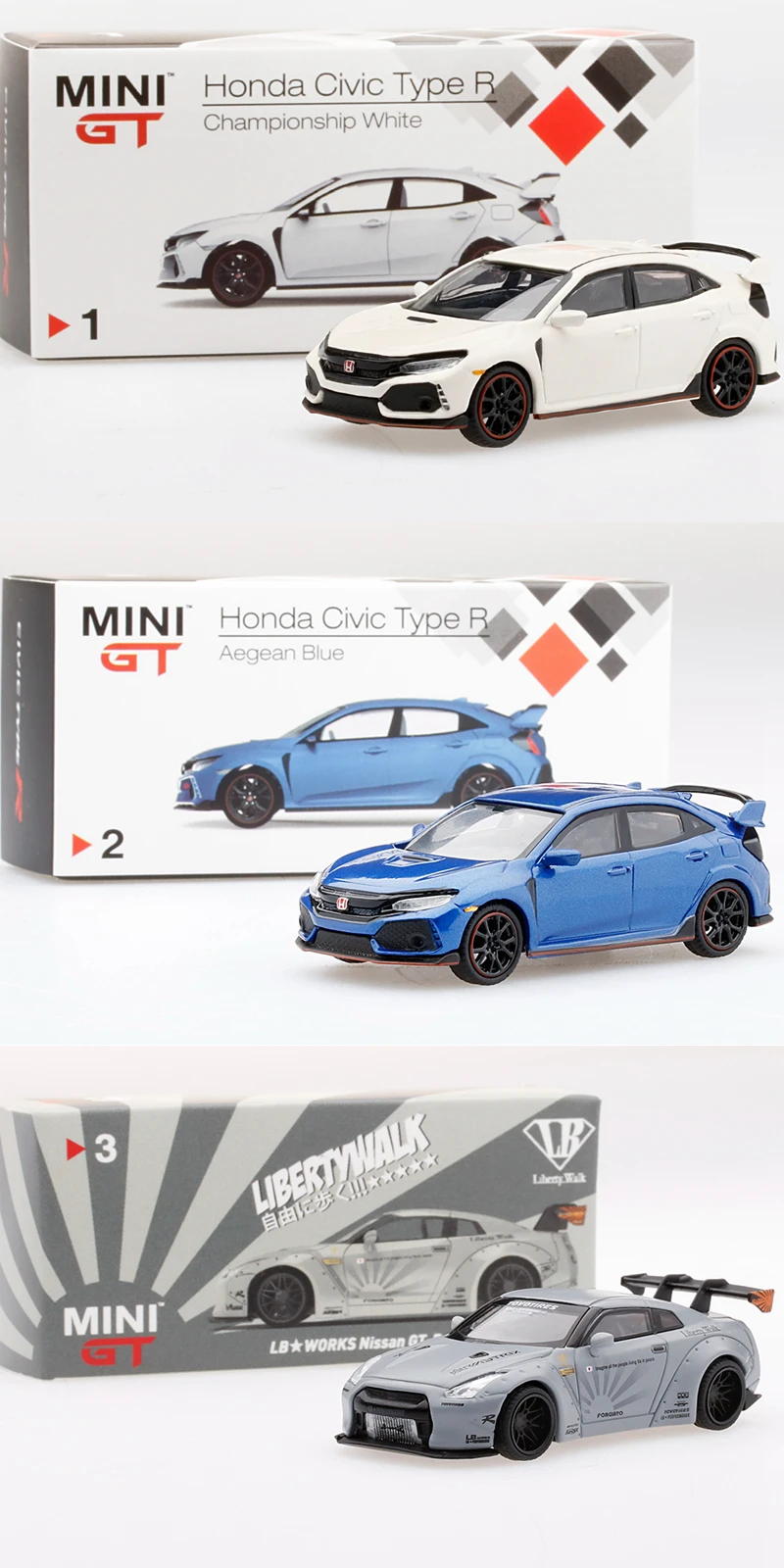 

MINI GT 1/64 Honda Civic Typer iron base rubber tire Alloy trolley model