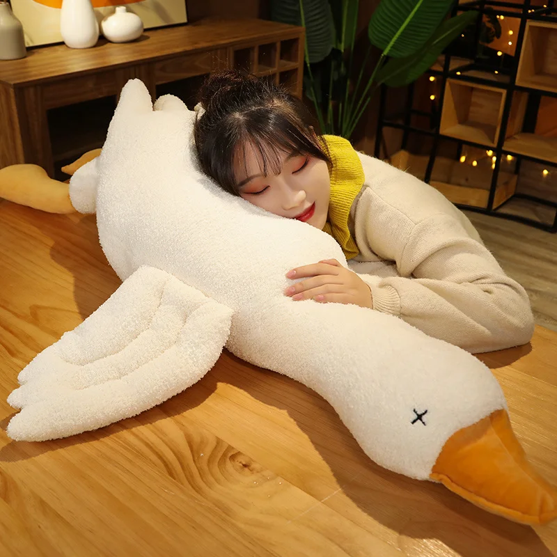 

130cm Kawaii Huge Goose Plush Toy Cute Big Duck Doll Soft Stuffed Animal Sleep Pillow Cushion Christmas Gift for Girls and Kid