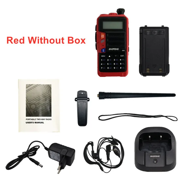 Red Without Box Обновленная рация Baofeng UV-5R UV 5R Pro 8 Вт высокомощный CB Ham радио двухдиапазонный УКВ двухстороннее радио UV-5R 10 км Comunicador - Цвет: Red Without Box