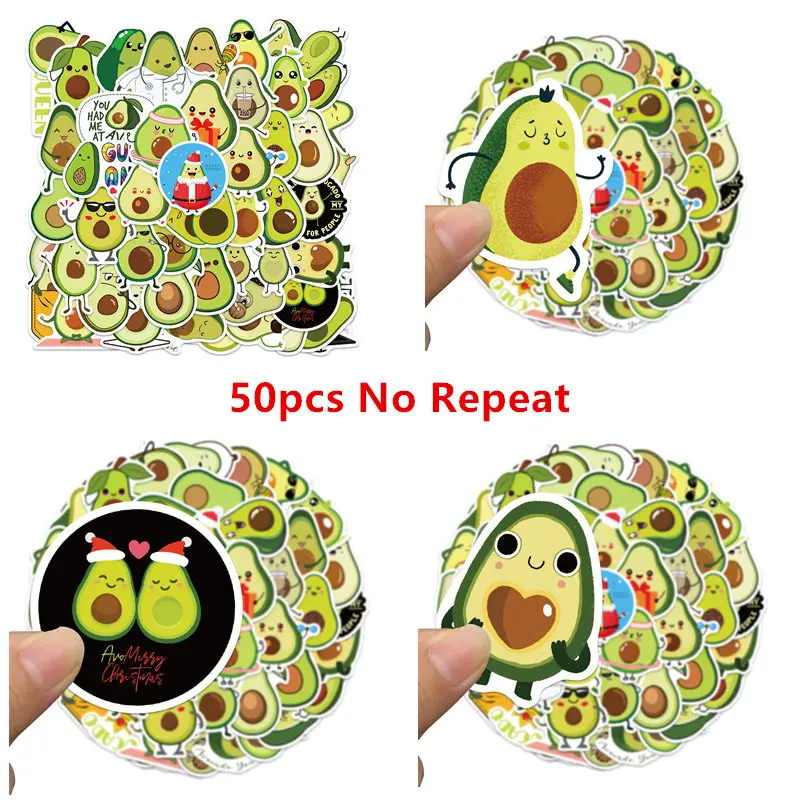 

50PCS Creative Small Fresh Cartoon Avocado Graffiti Laptop Luggage Hand Account Decoration Sticker Toy Wholesale