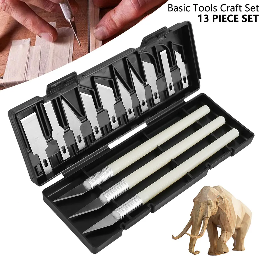 

13pcs Tool Sculpture Engrave Carve Knife Blades Metal Blade Wood Carving Knife Blade Replacement Surgical Scalpel Craft Hobby