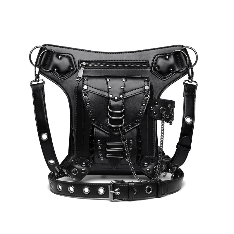 

Women Steampunk Chain Bag Rivets Locomotive Bag Women Shoulder Crossbady Messenger Bag Travel Pockets Backpcak Cool