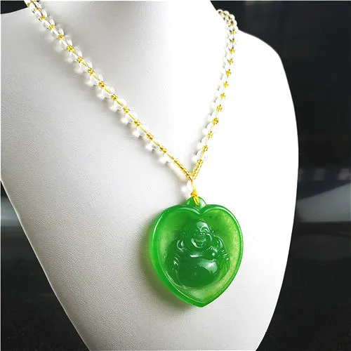 Природный изумруд Майтрейя зеленый нефрит ожерелье из бисера очаровательные