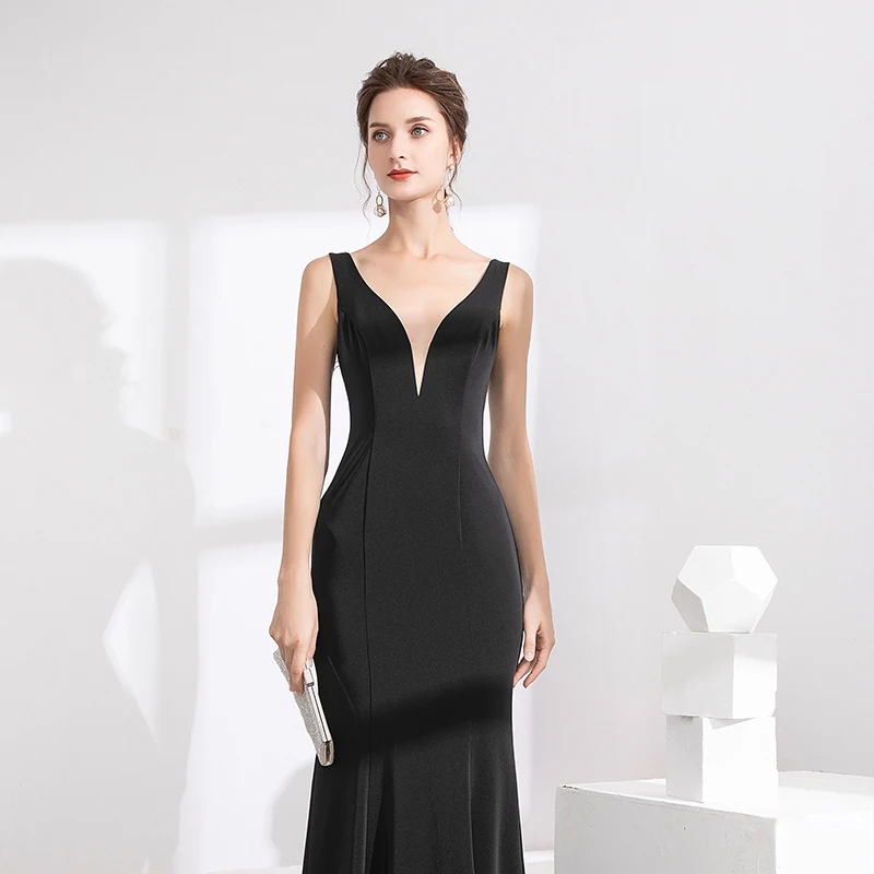 2020 new slim black fish tail style birthday party dress evening gown hostess dress от AliExpress WW
