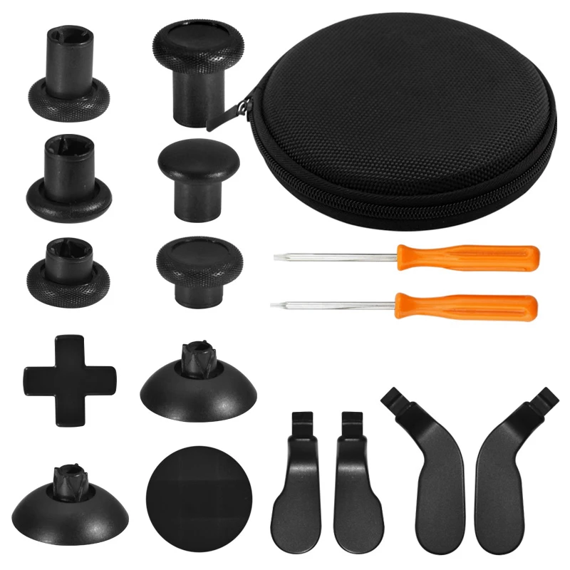 

for One Elite Wireless Controller 14 Pcs Metal Replacement Thumbsticks Joystick Caps Paddle Dpad Hair Trigger Lock