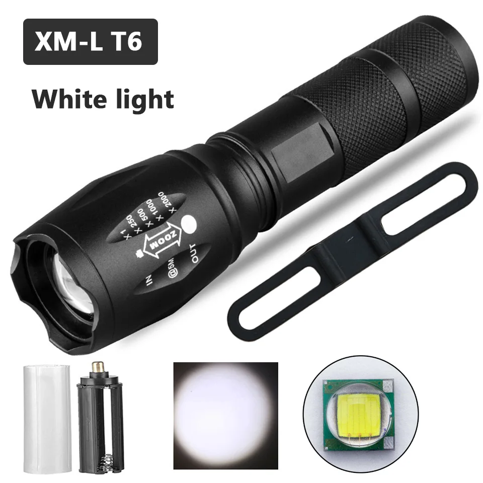 White T6 Z90+ 8000LM XM-L2 U3 T6 Q5 мощный Водонепроницаемый тактический светодиодный вспышка светильник Портативный фонарь светильник Lanternas 18650 типа AA или AAA батарея - Испускаемый цвет: White T6
