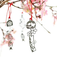 japanese style wind metal hollow wind chime bookmark beautiful romantic cherry blossom stationery diy greeting card gifts supply