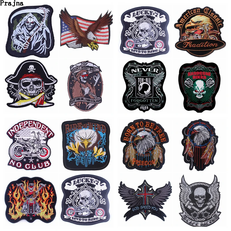 Праджня локомотив патчи Череп в полоску Вышитые заплаты для одежды аппликация