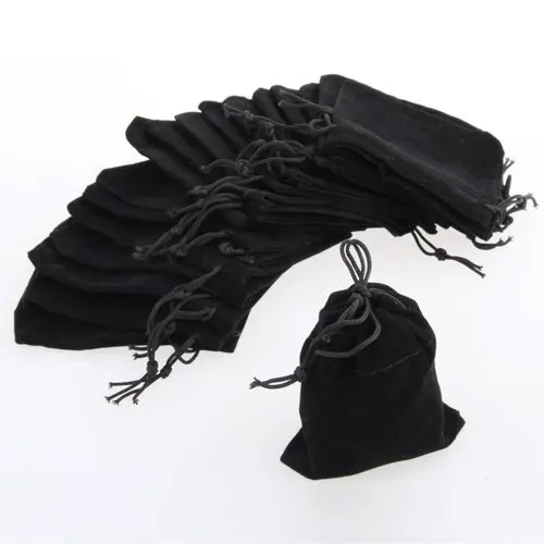 

75X Black Velvet Drawstring Jewelry Gift Bags Pouches HOT
