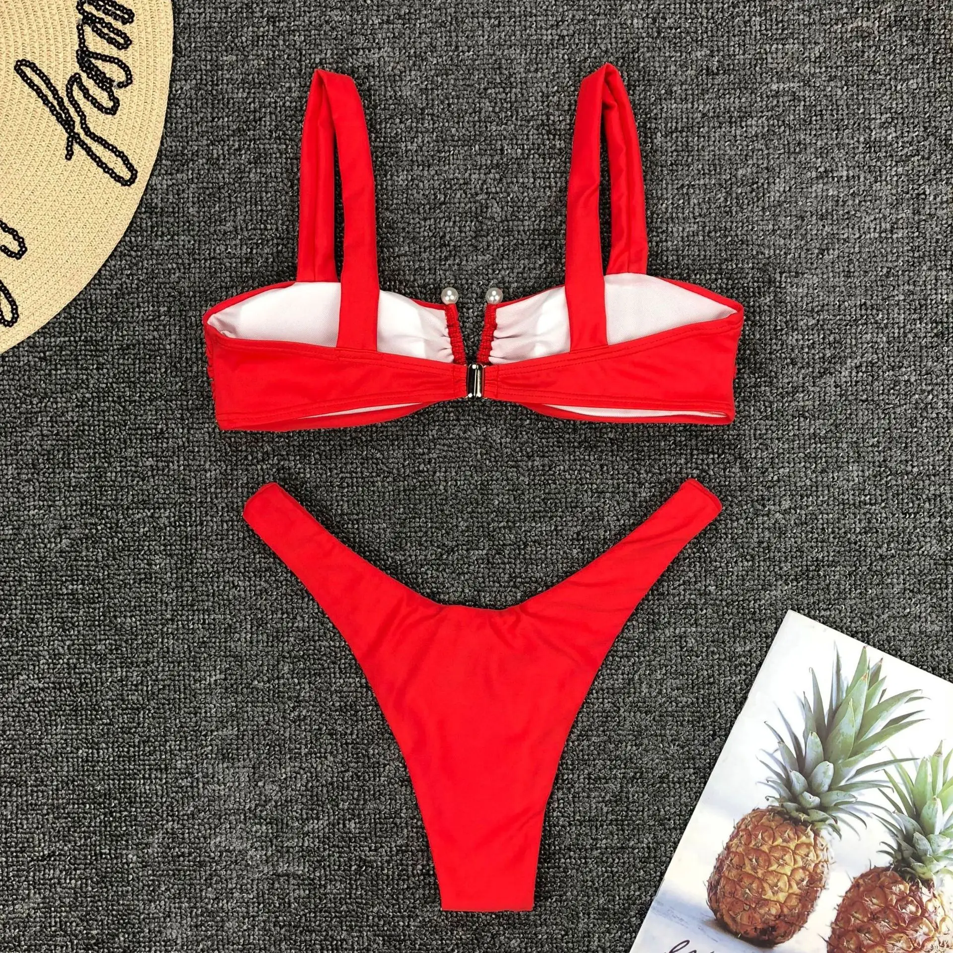 Женский купальник Kalenmos бикини с жемчугом комплект из двух предметов для плавания