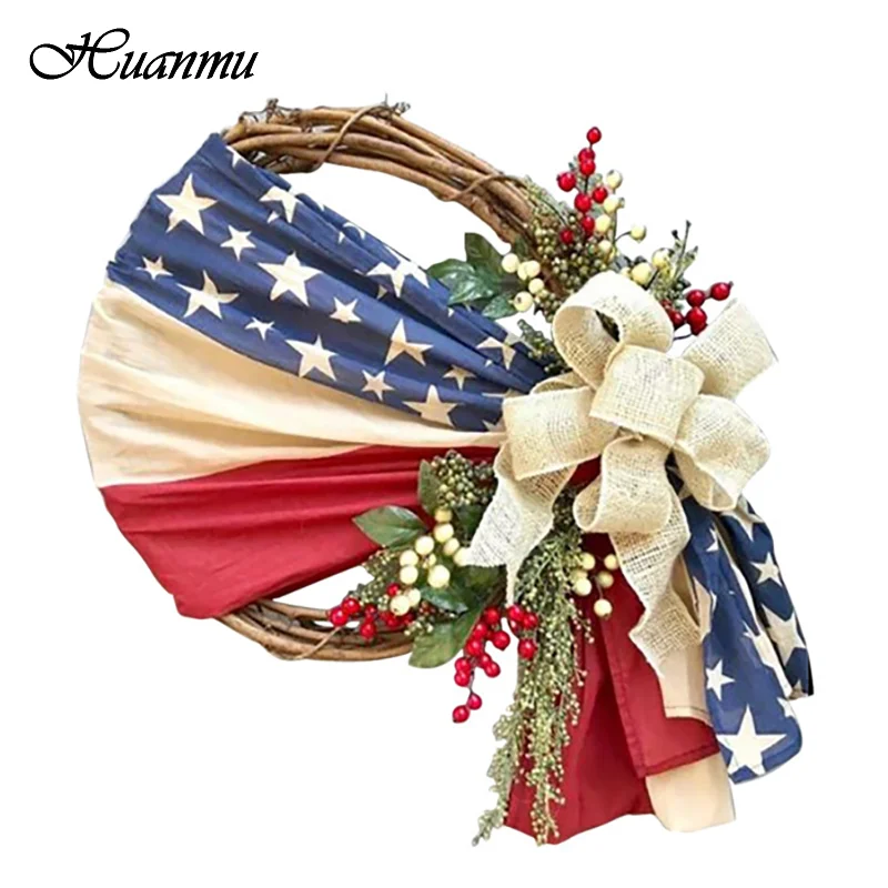 

Independence Day Patriotic Floral Grapevine Wreath Artificial Plants For Home Decor Indoor Farmhouse Decor Easter Decorations