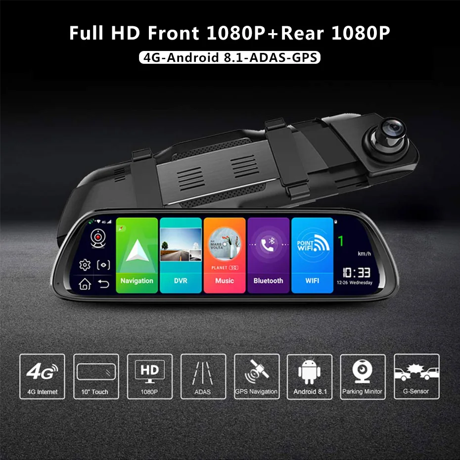 Maiyue star10 дюймов 4G Android 8,1 Автомобильный видеорегистратор gps навигатор HD 1080P потоковое медиа зеркало заднего вида ADAS Wif gps навигатор рекордер
