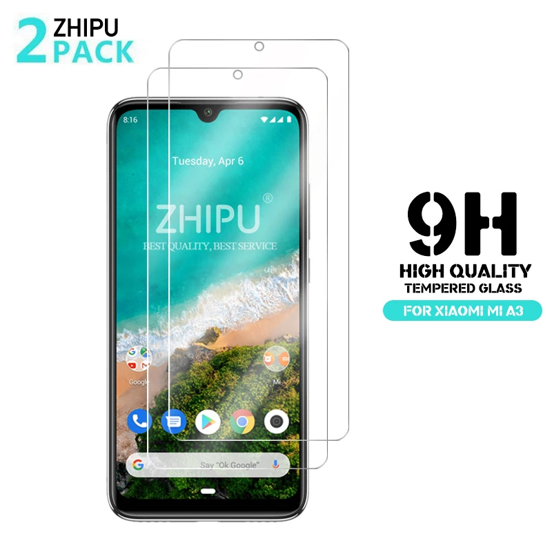 2 шт. закаленное стекло для xiaomi mi A3 Защитное экрана 2.5D 9H профессиональная защитная