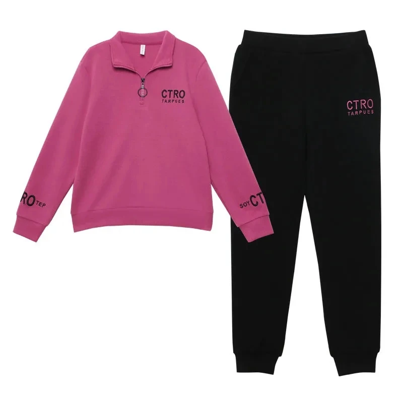 

Letter Embroidered Half Zip Stand Collar Tracksuit Women 2021 Spring Fall Plus Size M-4xl 2 Piece Set Casual Jogging Sweatsuit