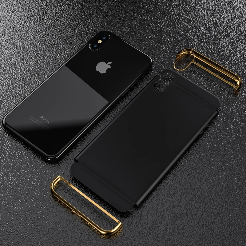 Чехол для iphone 6 S Plus iPhone7 8 10 11 Pro Max тонкий жесткий чехол черного и золотого цвета с