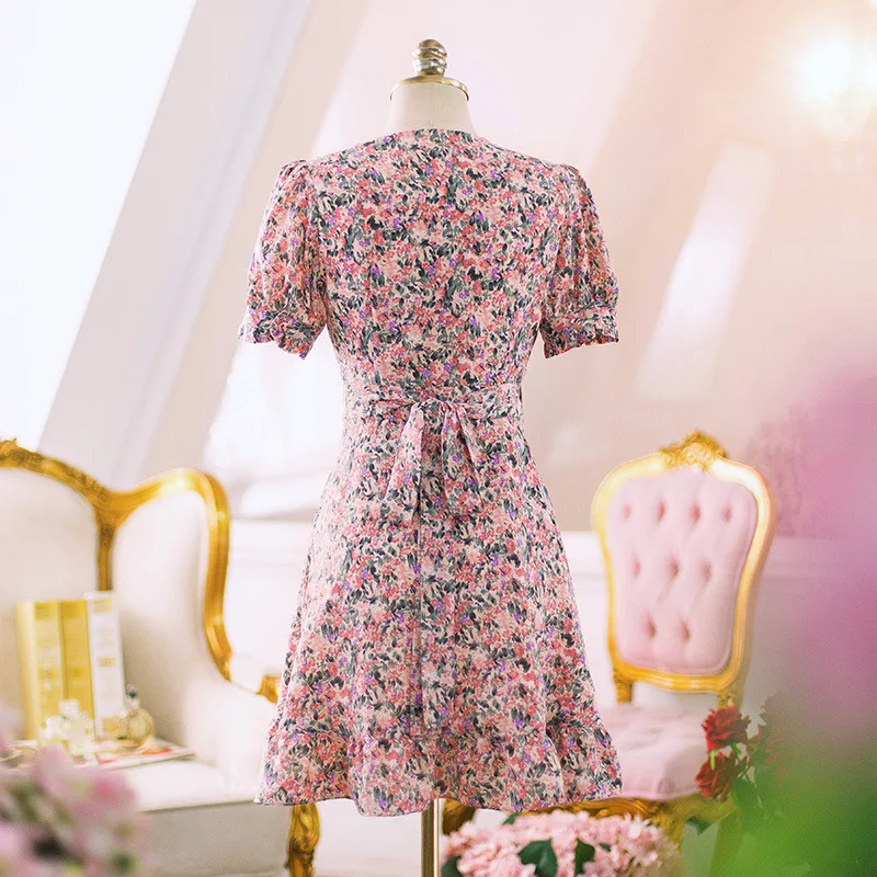 Женское кружевное платье с оборками элегантное тонкое фиолетового цвета