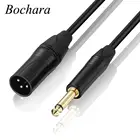 Bochara кабель для микрофона с разъемом 14 '', 6,5 мм, штекер XLR, штекер, фольга + Плетеный экранированный кабель 1,8 м, 3 м, 5 м, 10 м