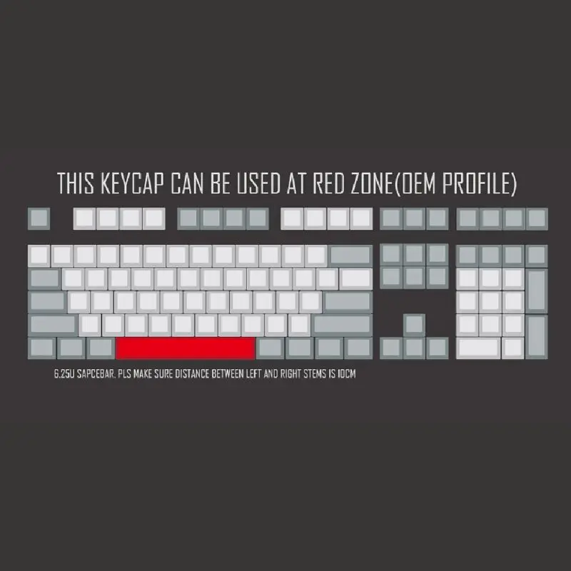Пробела Keycap PBT пять Сторон краситель подложка 6.25U OEM профиль чернила клавиатуры