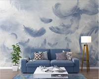 custom wallpaper hand painted feather small fresh nordic tv background wall painting waterproof material