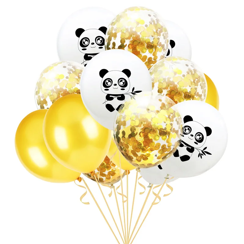 12 дюймов мультяшный латексный шар с принтом панды золотые зеленые шары конфетти