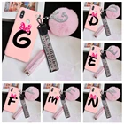 Силиконовый чехол с меховым шаром и буквами A B C для Xiaomi Redmi 9 8 7 6 9A 9C 8A 7A 6A Pro, плюшевый ремешок для телефона