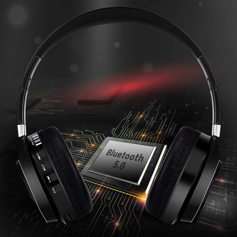 Bluetooth 5.0 Headphones Foldable Wireless Earphones Portable Bass Headset With Mic FM Stereo Radio Support Up To 128G TF Card |