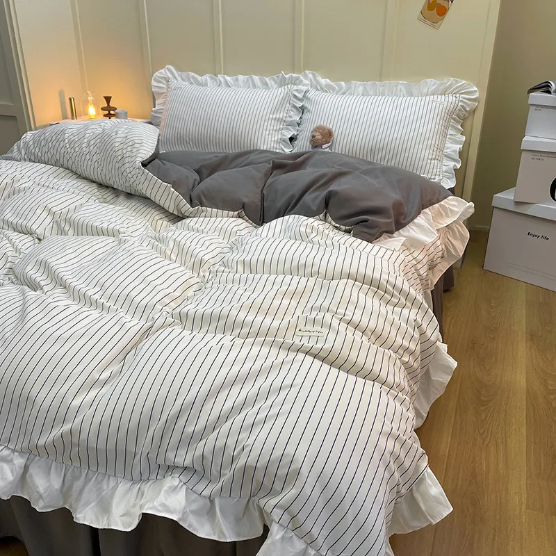 

Kawaii Pink Bedding Set Bedspreads Cotton Twin Full Queen Size Cute Fitted Double Bed Linens Bed skirt Pillow Case Duvet Cover