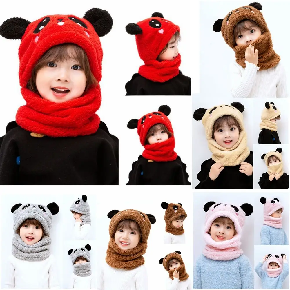 

Panda Thicken Coral Velvet Full Cover Hat Scarf Ear Cap Baby Stuff
