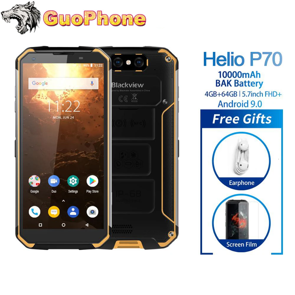 Blackview BV9500 Plus смартфон 5," 4 Гб ОЗУ 64 Гб ПЗУ Android 9,0 IP68 водонепроницаемый мобильный телефон Helio P70 10000 мАч мобильный телефон