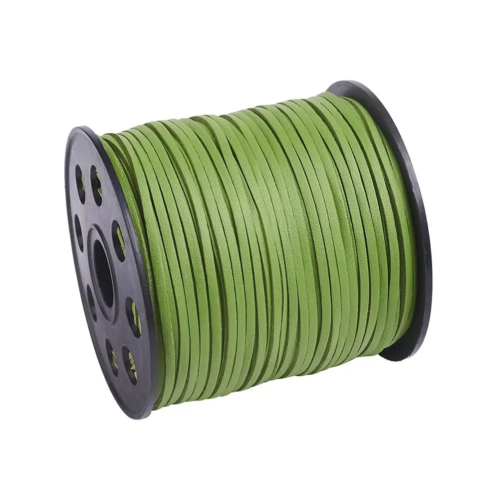 YellowGreen 90 м/рулон шнура из искусственной замши одностороннее покрытие из искусственной кожи для самостоятельного изготовления ювелирных изделий браслет и ожерелье 2,7x1,4 мм - Цвет: YellowGreen
