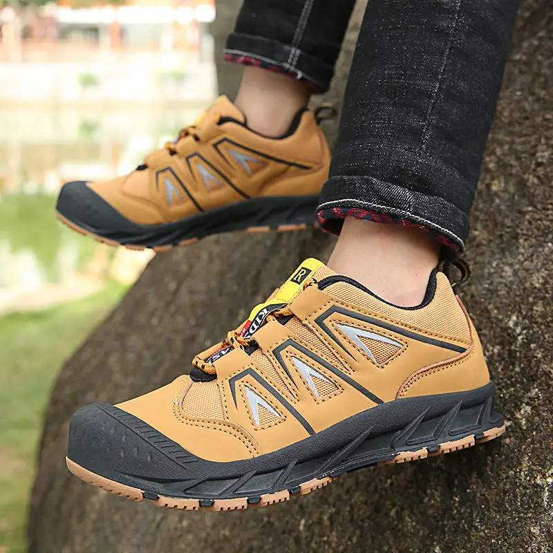 Fashion Spring Hiking Shoes Boy Girls Outdoor Shoes Teenagers Children Shoes Climbing Sneakers Leather Non-slip Sport Shose Kids
