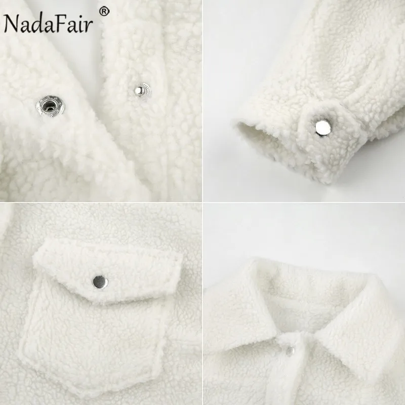 

Nadafair Lamb Wool Winter Coat Woman Jacket Autumn Fleece Casual Faux Fur Overcoat Shaggy Warm Cropped Jackets Outwear