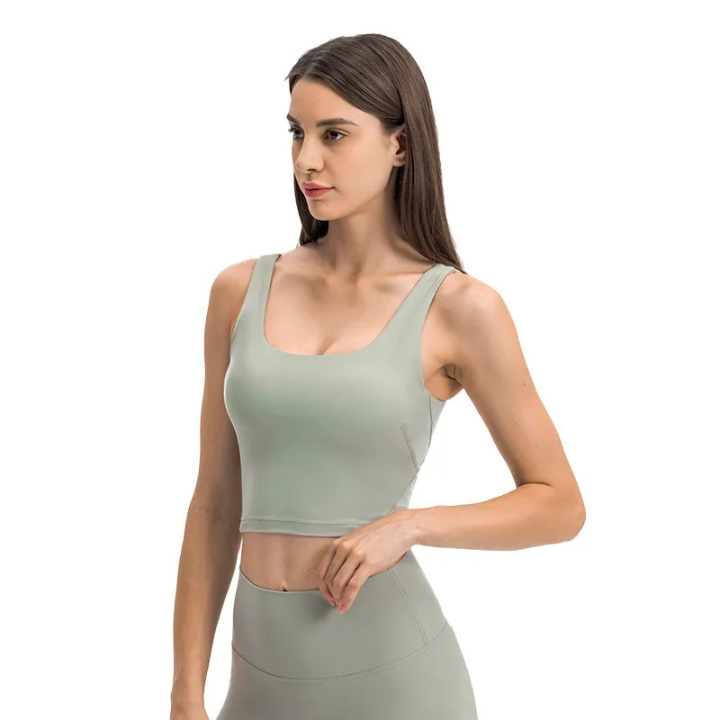 Women Sports Tank Sexy Crop Top Fitness Bra Gym Run High-quality Yoga Vest Shockproof With Chest Pad Push Up Underwear Clothing