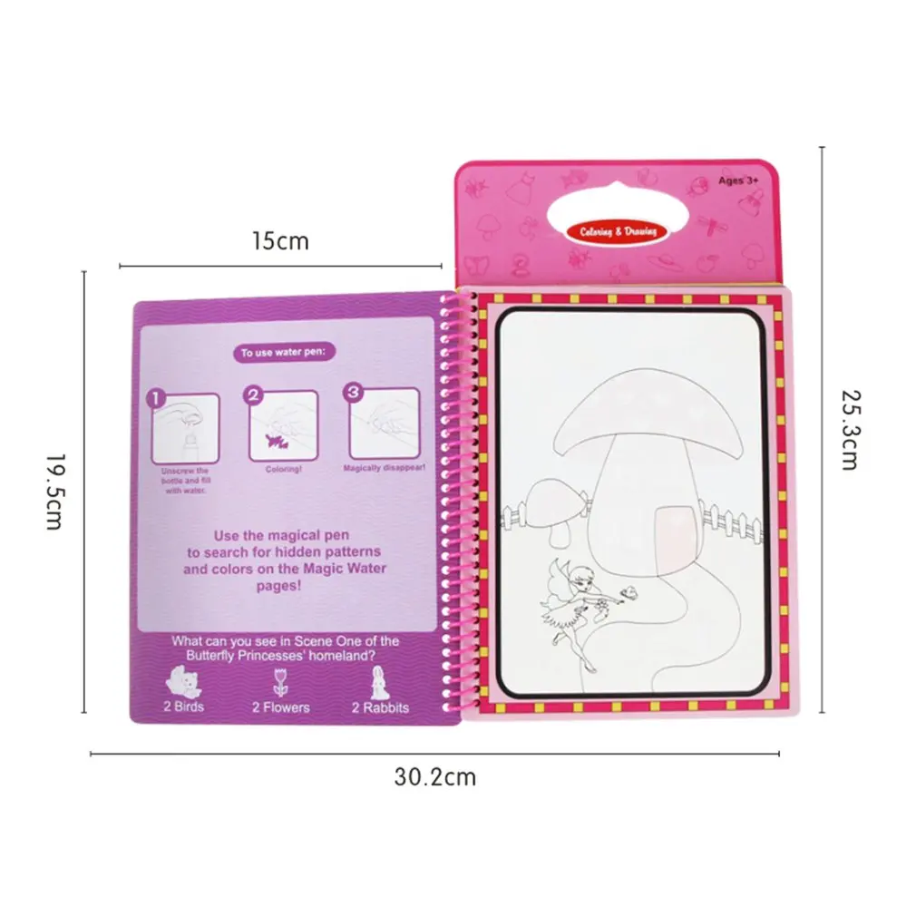 

Children Water Painting Drawing Board Water Environmental Protective Card Flower Fairy Magic Water Graffiti Book