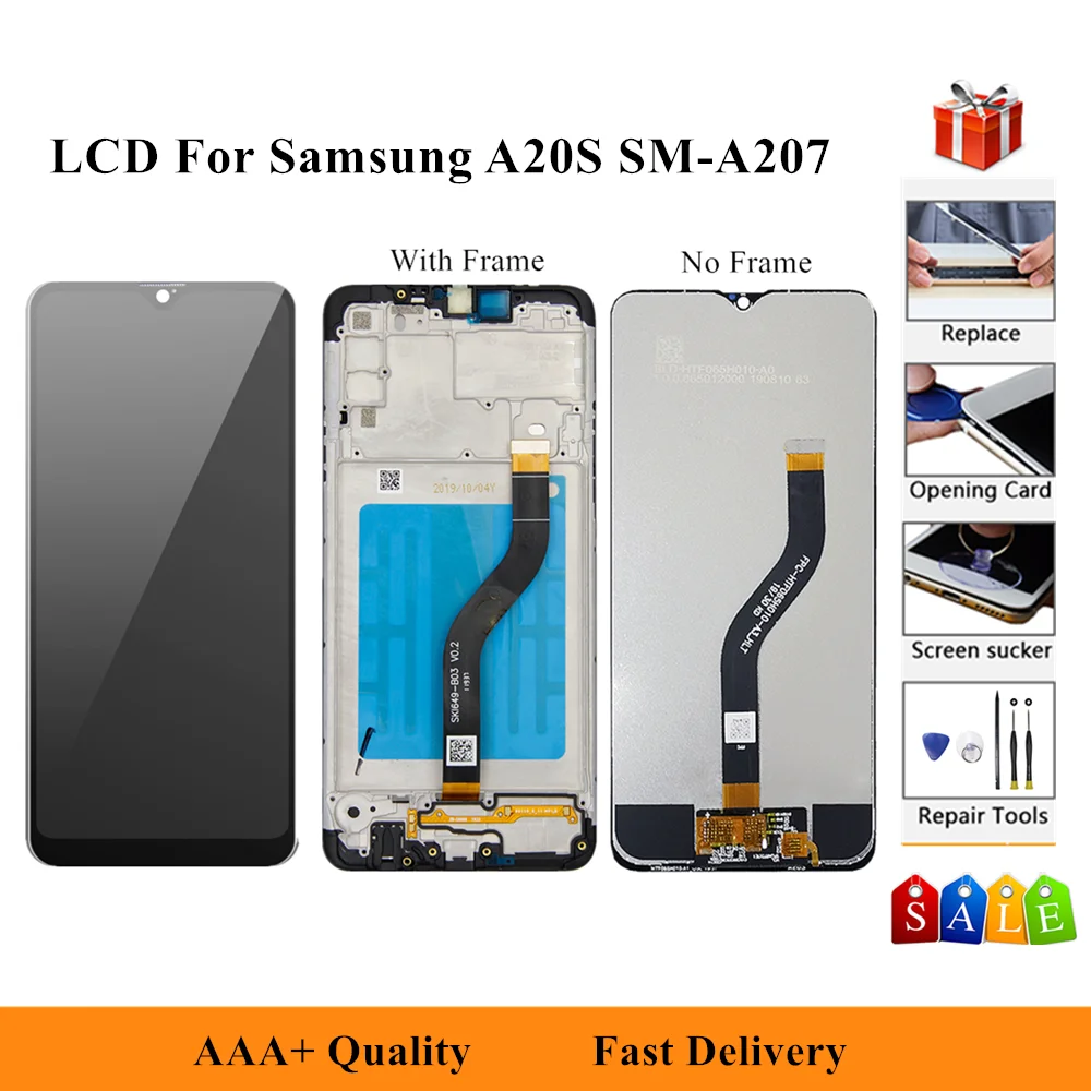 

ЖК-дисплей для Samsung Galaxy A20S A207 A2070 SM-A207F A207M A207F/DS, сенсорный экран, дигитайзер, для сборки + Корпус